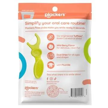 Plackers Kids Dual Gripz Floss Picks - Fun Dental Care in Wild Berry Flavor