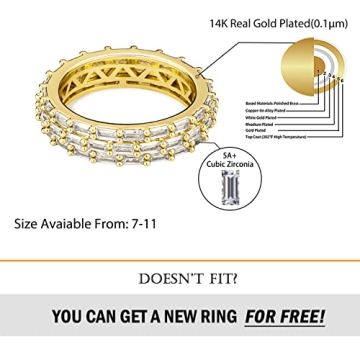 TOPGRILLZ Gold Plated Wedding Band Ring for Women