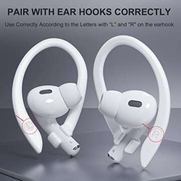 ICARERSPACE 2 Pairs AirPods Ear Hooks for AirPods Pro 2, AirPods Pro, AirPods 4, 3, 2 & 1, Upgraded Anti Slip Sports Clip Hooks for AirPods 1, 2, 3, 4,Pro and Pro 2 – White