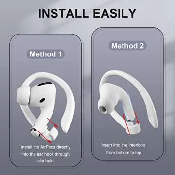 ICARERSPACE 2 Pairs AirPods Ear Hooks for AirPods Pro 2, AirPods Pro, AirPods 4, 3, 2 & 1, Upgraded Anti Slip Sports Clip Hooks for AirPods 1, 2, 3, 4,Pro and Pro 2 – White