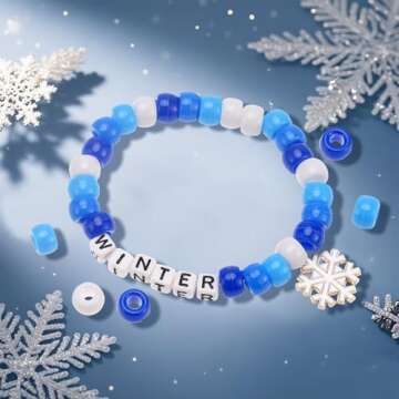 ZhowHoHo 30 Sets Snowflake Beads for Crafts Winter Wristband Making Kit Winter Pony Beads Crafts with Snowflake Sign Snow Winter Letter Beads Winter Jewelry DIY Arts and Crafts Gifts (Winter)