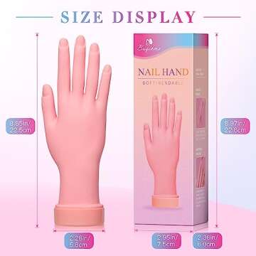 Buqikma Nail Practice Hand for Acrylic Nails, Mannequin Hand for Nails Practice, Flexible Bendable F...