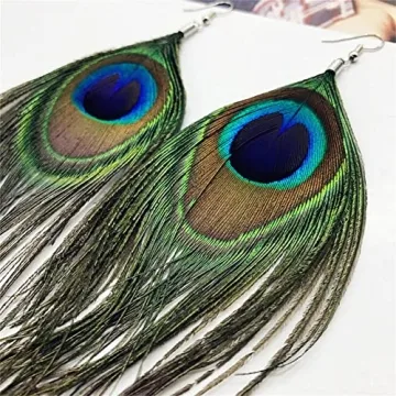 Handmade Long Tassel Feather Earrings for Boho Style