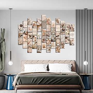 WOONKIT Beige Wall Collage Kit Aesthetic Pictures, Room Decor Aesthetic, Room Decor for Teen Girls, Photo Collage Kit for Wall Aesthetic, Room Decor for Bedroom Aesthetic, Trendy Teen, 50PCS 4X6 IN