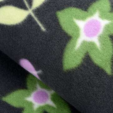 Cozy Soft Travel Fleece Throw Blanket - Floral Design