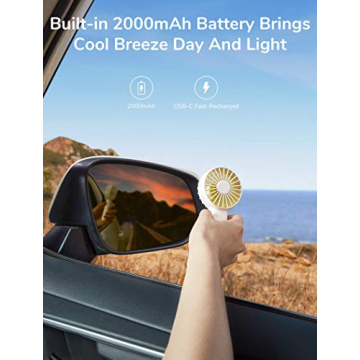 Compact JISULIFE Mini Fan with Long Battery Life and Quiet Operation