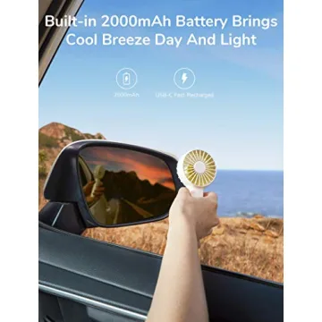 Compact JISULIFE Mini Fan with Long Battery Life and Quiet Operation