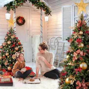 Soqool Christmas Tree Topper Stunning Gold Star for Holidays