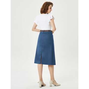 Belle Poque Plus Size Long High Waisted Denim Skirt