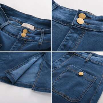 Belle Poque Plus Size Long High Waisted Denim Skirt