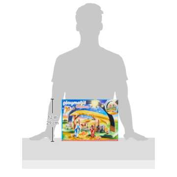Playmobil 9494 Christmas Illuminating Nativity Manger with Fold-Out Feet, Stocking Filler, Countdown to Christmas, Christmas Toy for Children Ages 4 Years+