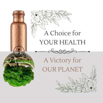 Pure Copper Water Bottle - 32 oz - Indian Handmade Copper Bottle for Drinking Water at Travel, Hikin...