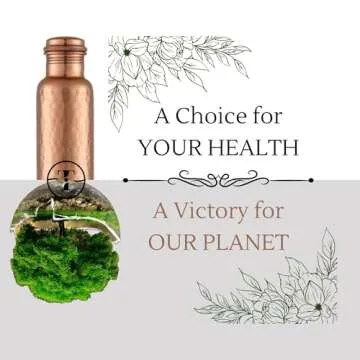 Pure Copper Water Bottle - 32 oz - Indian Handmade Copper Bottle for Drinking Water at Travel, Hikin...