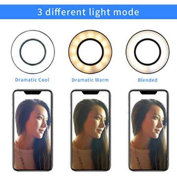 Tranesca Selfie Ring Light with Cell Phone Holder Stand for Live Stream/Makeup, LED Camera Lighting ...