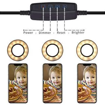 Tranesca Selfie Ring Light with Cell Phone Holder Stand for Live Stream/Makeup, LED Camera Lighting [3-Light Mode] with Flexible Arms Compatible with Cell Phones and Camera (Black)