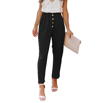 NIMIN Womens Work Pants Black Dress Business Casual Pants High Waisted Linen Pants Pull On Office Pa...