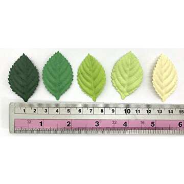 RATREE 888 Handmade 100 pcs Mixed Leaves 45x29mm Mulberry Paper Leaves Scrapbooking Wedding DIY Craft Supplies Card Mulberry Paper Roses Leaves Artificial Leaves