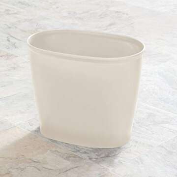 mDesign Plastic Oval Small 2.25 Gallon/8.5 Liter Trash Can Wastebasket, Garbage Container Bin for Ba...