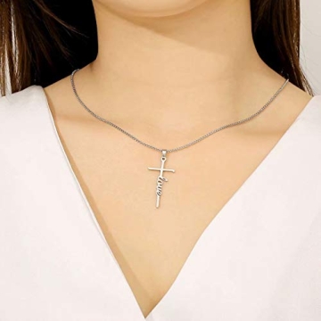 IEFRICH Silver Cross Necklace for Women | Religious Jewelry