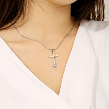 IEFRICH Silver Cross Necklace for Women | Religious Jewelry