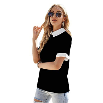 Verdusa Women’s Colorblock Contrast Polo Collar Blouse