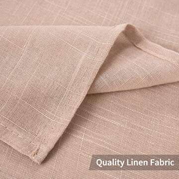 MIULEE 2 Panels Natural Linen Semi Sheer Window Curtains Elegant Solid Blush Pink Drapes Grommet Top Window Voile Panels Linen Textured Panels for Bedroom Living Room (52X90 Inch)