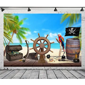 BELECO Pirate Backdrop 7x5ft for Kids Birthday Events