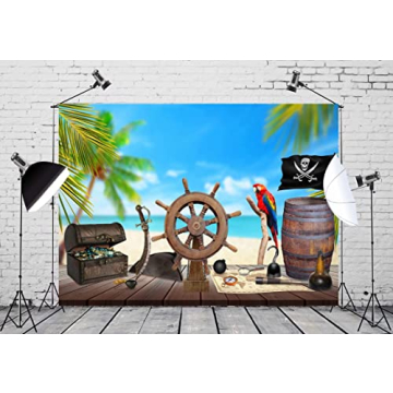 BELECO Pirate Backdrop 7x5ft for Kids Birthday Events