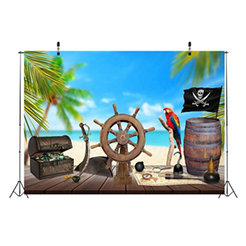 BELECO Pirate Backdrop 7x5ft for Kids Birthday Events