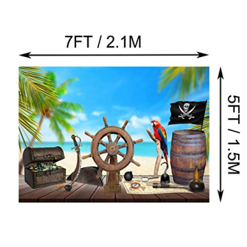 BELECO Pirate Backdrop 7x5ft for Kids Birthday Events