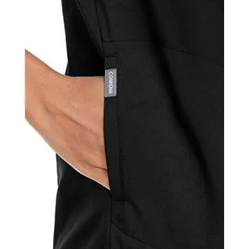 COMENII Scrubs Top for Women, 3 Pockets Mandarin Collar Medical Scrubs for Women, Shrink Resistant Anti-Wrinkle Womens Scrubs Tops（Black M）