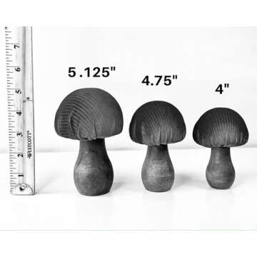 Wood Mushrooms, set of 3, green orange, custom colors, charming nature inspired gift, cottagecore, wooden mushrooms, whimsy, home decor, (Forest Paint 3)