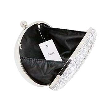 Chaliwini Silver Purses For Women Evening Rhinestone Bag Clutches for Bridal Wedding Crystal Flower Handbag (773Silver)