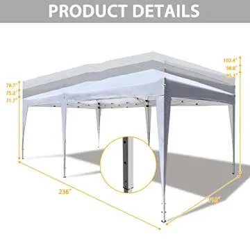 Oseasoy Pop Up Canopy Tent,10x20 ft Outdoor Commercial Instant Portable Party Gazebo Heavy Duty Beach Tent Sun Shelter with 4 Sand Bags,Bonus,Carry Bag,White