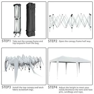 Oseasoy Pop Up Canopy Tent,10x20 ft Outdoor Commercial Instant Portable Party Gazebo Heavy Duty Beach Tent Sun Shelter with 4 Sand Bags,Bonus,Carry Bag,White