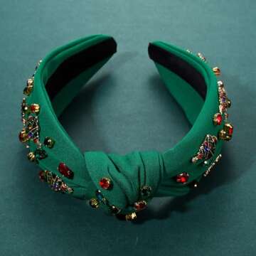 Jeweled Plaid Headband - Festive Hair Accessory for Women