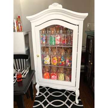 Miniature Furniture Display Shelf with Mirror & Three Glass Shelves