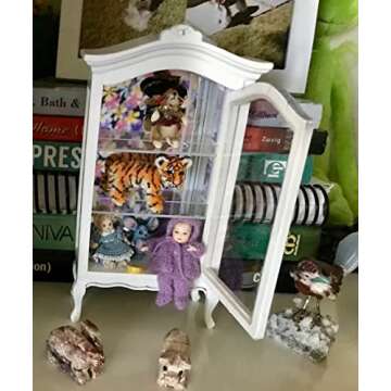 Miniature Wooden Display Cabinet for Dollhouse Treasures