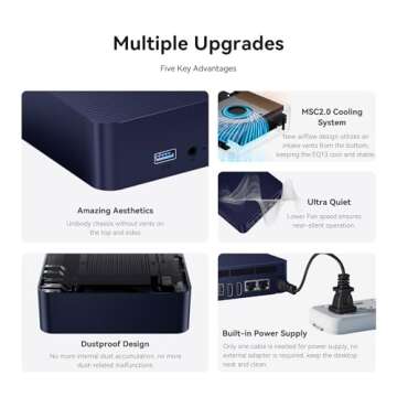 Beelink U59 Pro Mini Pc with 11th Gen 4 Core Processor N5105,16GB DDR4 500GB SSD Mini Desktop Computers, Micro Pc Support Dual LAN/HDMI2.0 4K@60Hz/Type-C/WiFi5/BT4.0 for Home/Office/School