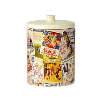 Enesco Ceramics Classic Disney Film Posters Cookie Jar Canister, 9.25 Inch, Multicolor