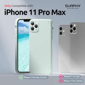 SURPHY Design for iPhone 11 Pro Max Case with Camera Protection, Straight Edge Design Liquid Silicon...