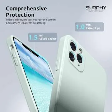 SURPHY Design for iPhone 11 Pro Max Case with Camera Protection, Straight Edge Design Liquid Silicone Slim Case, Seafoam