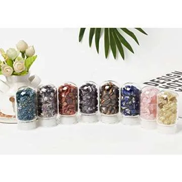 AMOYSTONE Crystal Water Bottle 16 Oz Gemstone Quartz Bottle 2 Mouths with Replace Gemstones Pod Apatite