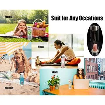 AMOYSTONE Crystal Water Bottle 16 Oz Gemstone Quartz Bottle 2 Mouths with Replace Gemstones Pod Apatite