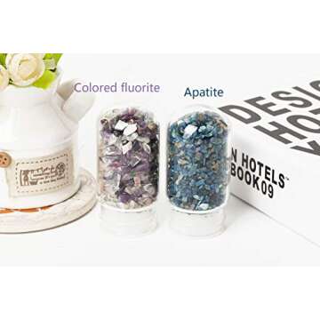 AMOYSTONE Crystal Water Bottle 16 Oz Gemstone Quartz Bottle 2 Mouths with Replace Gemstones Pod Apatite