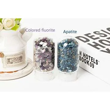 AMOYSTONE Crystal Water Bottle 16 Oz Gemstone Quartz Bottle 2 Mouths with Replace Gemstones Pod Apatite