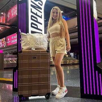 Chenille Letter Duffle Bag, Mama Bag With Patches, Nylon Chenille Letter Embroidered Travel Bag, Lig...