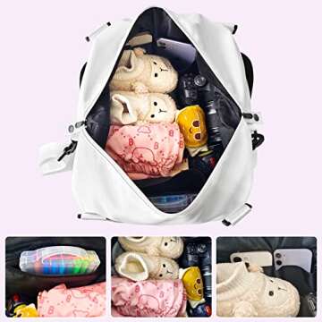 Chenille Letter Duffle Bag, Mama Bag With Patches, Nylon Chenille Letter Embroidered Travel Bag, Lightweight Adjustable Mom Hospital Bag With Zipper for Mothers Day Gifts