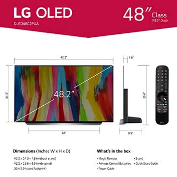 LG C2 Series 48-Inch Class OLED evo Smart TV OLED48C2PUA, 2022 - AI-Powered 4K TV, Alexa Built-in, Dark Silver