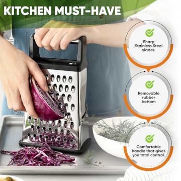 Spring Chef Professional Cheese Grater - XL Stainless Steel 4-Sided